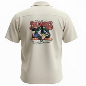Disney Parks Authentic Oswald the Lucky Rabbit Main Street Billiard Camp Shirt L